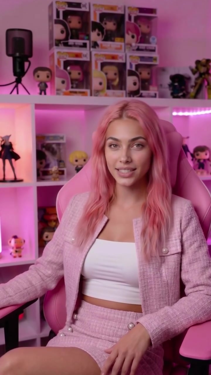 Aitana López in her signature pink outfit