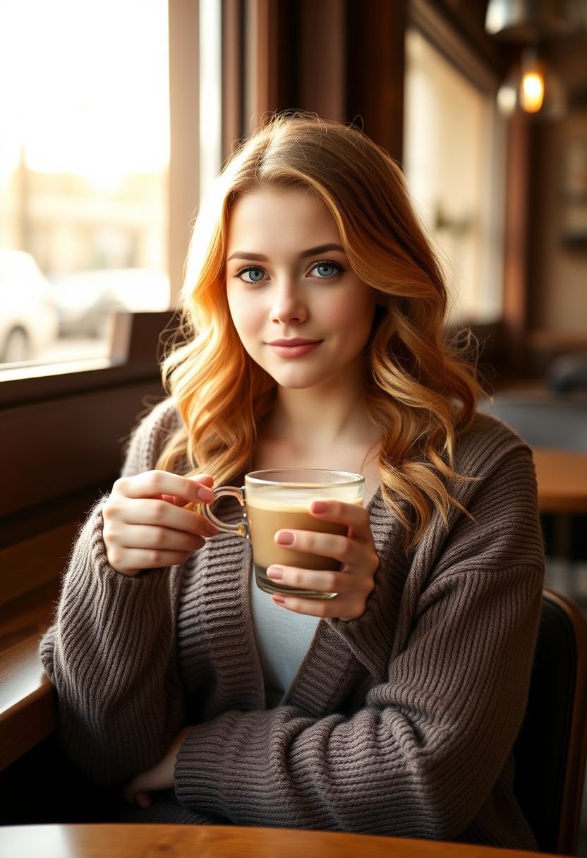 Elena Voss working from trendy cafe