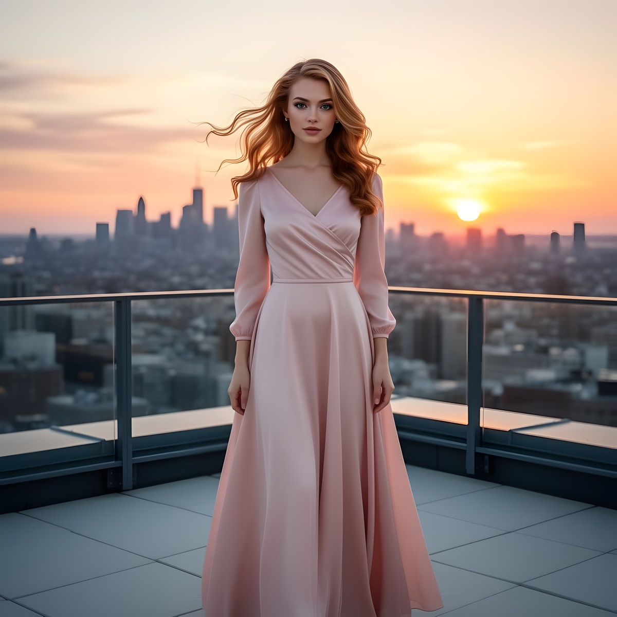 Elena Voss on city rooftop with urban skyline