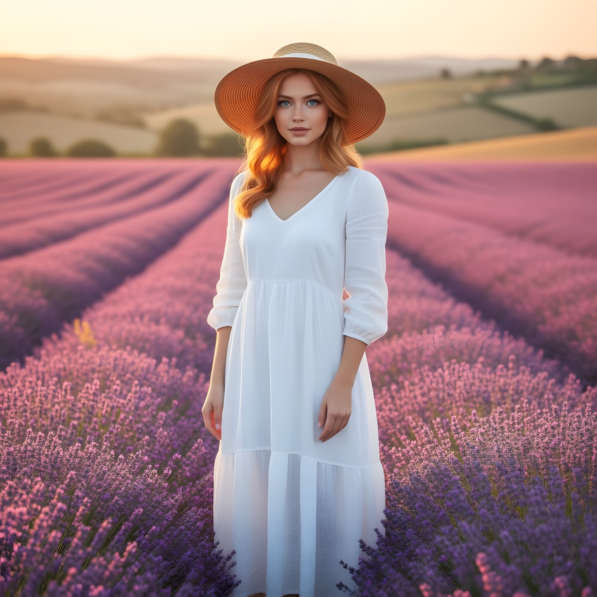 Elena Voss in lavender field for lifestyle photography