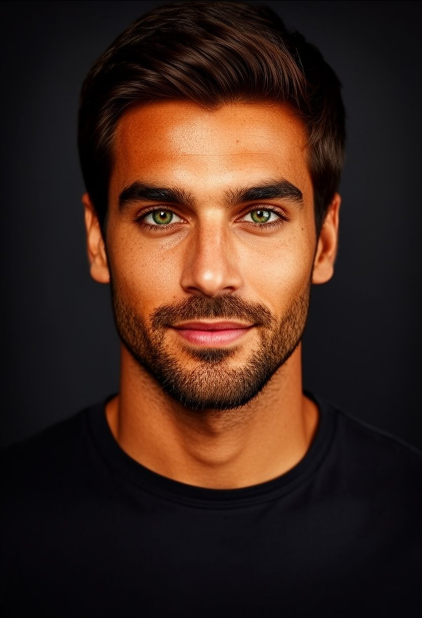 Marco Silva studio close-up, dark background, confident